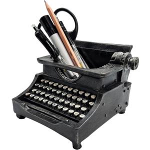 Vintage Typewriter Pencil Holder for Desk, Retro Old Typewriter Pen Holder for Home Office Desk Decor, Unique Gifts for Typewriter Lovers