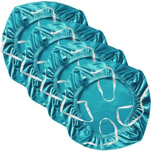 Yikko Velvet Chair Seat Cusion Covers for 14.96-18.89 Inch Office Computer Chair Covers, with Straps Washable Slipcovers Protector, Home, Dining Room Bar Wedding Party Decor (Lake Blue, 4)