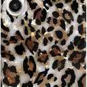 J.west Case for Samsung Galaxy S23 Case 6.1-inch, Luxury Sparkle Translucent Clear Leopard Cheetah Print Pearly Design Soft Silicone Slim TPU Protective Phone Case Cover for Girls Women (Bling)