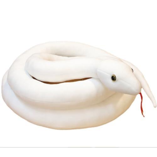 OUKEYI Giant Snake Teddy Stuffed Animal, 79Inch /200cm White Snake PlushToy Stuffed Animal, Snake Pillow Doll Toys Fake Snake Home Halloween Decorations Plushy Gifts for Kids Birthday