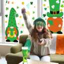 2 x Ctosree 2 Sheets Extra Large St. Patrick's Day Window Clings Decorations, Green Shamrock Gnome Window Clings Stickers for Saint Patrick's Day Decoration Birthday Party Supplies