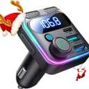 JOYROOM Bluetooth 5.4 FM Transmitter Car Adapter 81W (PD 45W & 36W) [Dual Mics] [Light Switch] [HiFi Bass Sound] [Fast Charging] Wireless Music Adapter Hands-Free Calling LED Display Support USB Drive (Black)