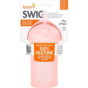 Boon Swig Toddler Silicone Straw Cup, 9 Ounces Pink