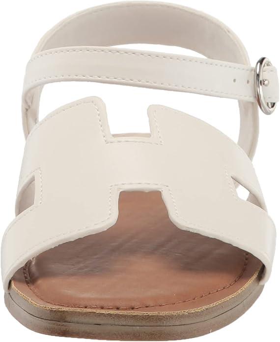 SM New York Women's Girls White and Brown Sandals, 4 Size