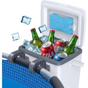 Pool Cooler, 13L Insulated Cooler Hard Cooler with Ice Crystal Box, Poolside Cooler Keeps Ice for up to 72 Hours, Portable Above Ground Pool Accessories, Pool Parties, Beach BBQ, Camping