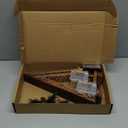 NatuBeau 2 Pcs Triangle Tabletop Wooden Christmas Tree with Lights, Modern Farmhouse Rustic Christmas Decor, Small Lighted Xmas Tree for Kitchen Mantle Shelf Living Room (14.2" Large / 11" Small)