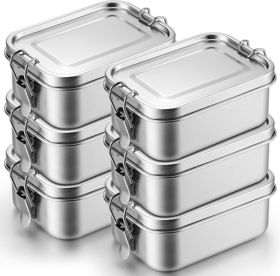 Umigy 6 Pcs Stainless Steel Bento Box 550ml Metal Lunch Box Food Storage Containers Metal Container, Lockable Clips to Leak Proof, Reusable Dishwasher Safe Lunch Snack Boxes for Work, School