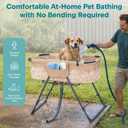 SereneLife Foldable Dog Bath Tub with Adjustable Height, 360 Access, Drain Hose & Storage Pockets 130 lb Capacity Grooming Station for Indoor/Outdoor Use (Beige)