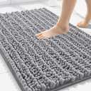 Smiry Bathroom Rugs Mat 30x20, Extra Soft Absorbent Chenille Bath Rugs, Non Slip Rubber Backing Machine Washable Quick Dry Bath Mats for Bathroom Floor, Tub, Shower, Home Decor Accessories, Grey