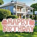 Large Happy Birthday Yard Sign with Stakes, Rose Gold Happy Birthday Decorations Outdoor Lawn Garden Signs for Women Girls Birthday Party Supplies Decor Gift Outdoor Indoor Front Yard Home 37 Inches