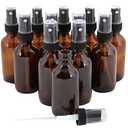 Vivaplex 12, Amber, 1 oz Glass Bottles, with Black Fine Mist Sprayers