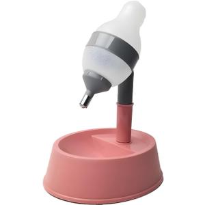 NACOCO Pet Standing Water Dispenser Cat Dog Standing Bowl with Detachable Pole Automatically Feeding Water Height Adjustable(Grey-Pink)