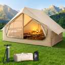 4-6 Person Inflatable Tents with Skylight for Camping,4 Season Blow up Camping Tent with air Pump,Waterproof Camping tarp and Stove fire mat