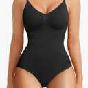 BRABIC Womens' Seamless Sleeveless V-Neck Bodysuit Shapewear Tummy Control M/L