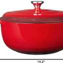 Lodge Essential Enamel Cast Iron Dutch Oven with Lid 7.5 Quart - Oven-Safe Enamel Cookware up to 500 F - Heat-Retaining Braising & Roasting Pot - Non-Toxic Cookware - Island Spice Red