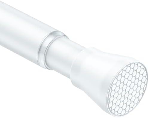 SISELBA White Tension Curtain Rod for Windows 28 to 48 inch, Adjustable Extendable Pressure Spring Curtain Rod No Drilling, 7/8" Spring Tension Rod for Bathroom Bedroom Doorway Closet Door