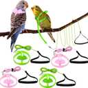 Shappy 4 Pieces Pet Parrot Bird Harness Leash Adjustable Bird Flying Harness Traction Rope with Cute for Parrots Pigeons Budgerigar Lovebird Cockatiel Mynah Outdoor Training Toy (Green, Pink,XS)