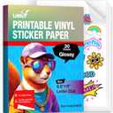Uinkit 30 Sheets Premium Glossy Printable Vinyl Sticker Paper - Waterproof, Quickly-Dries for Pet Photos & Kids Crafts, Tear-Resistant Decals for Inkjet & Laser Printers (Letter Size 8.5"x11")