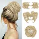 Messy Bun Hair Piece Side Comb Clip in Hair Bun Hairpiece for Women Short Natural Straight Versatile Adjustable Styles Easy Hair pieces (Ash Blonde-C)