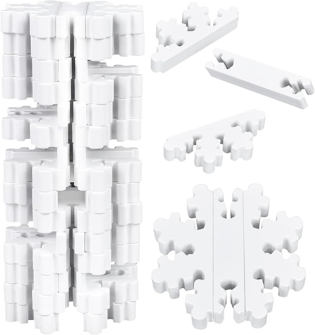 Christmas Wooden Blocks Stacking Game, Snowflake Collapsible Tower Game for Family Game Nights, Parties & Festive Decor, Suitable for Indoor/Outdoor Play