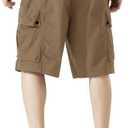 Men's Cargo Shorts Casual Work Shorts with Pockets, Elastic Waist & Drawstring, Relaxed Fit Cotton Utility (Brown, L)