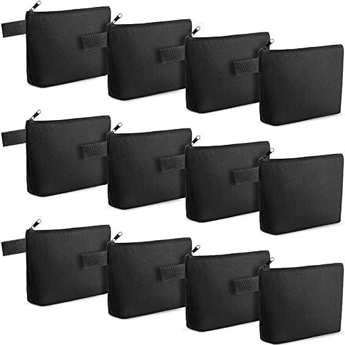 Weewooday 10 Pieces Sublimation Zipper Pouch Blank DIY Canvas Makeup Bags for Women Plain Cosmetic Pouch with Zipper for Travel Wedding Teacher Women Toiletry Makeup Cosmetic Stationery(Black)