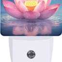 Night Light Pink Lotus Flower Night Lights Plug into Wall Smart Dusk to Dawn Sensor 0.5W Energy Efficient Led Lamp for Men Women Bedroom Bathroom Hallway Stairway Decor