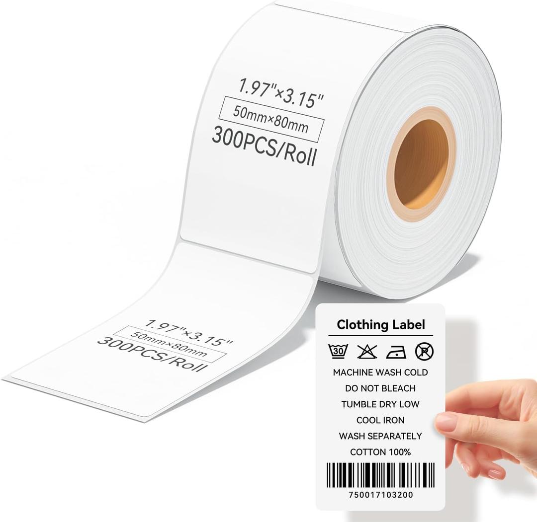 iDPRT 1.97" 3.15" Multi-Purpose Direct Thermal Labels (50mm80mm), Thermal Sticker for Address/Barcode/Mailing, Compatible with iDPRT SP460BT/SP410/SP310/SP320, Rollo, Zebra, Phomemo, etc, 300pcs
