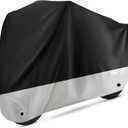 Motorcycle Cover Waterproof Outdoor Protection with Lock-Holes & Storage Bag Fits up to 96" Motorcycles Vehicle Cover for Harley Davidson Honda Suzuki Kawasaki Yamaha (XL Black&Silvery)