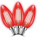 E12 LED Red Light Bulb for Halloween, C35 LED E12 Filament Candle Bulb 4W (40W Equivalent) E12 Base Red Lighting for Christmas, Party Decor, Sleep Lights, Bedroom, Porch Lights, Non-Dimmable, 3 Pack
