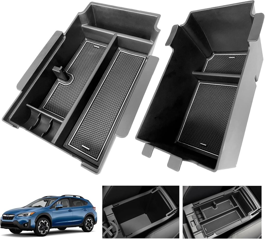 2025 2024 Crosstrek Center Console Organizer Tray Storage Box, Compatible with 2023 2024 2025 Crosstrek Hybrid 2024 Impreza Console Storage Box Tray Crosstrek Accessories 2024 2pcs (White)
