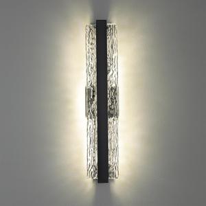 Modern Crystal Wall Sconce, 24 Inch Hardwired Wall Lamp, 4000K Dimmable Black Sconce Wall Lights Indoor Wall Mount, 34W Wall Light Fixtures for Bathroom Vanity Light, Porch, Washroom