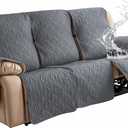 Genina Waterproof Couch Cover for Reclining Couch 3 Seat Recliner Sofa Covers, Non-Slip Recliner Couch Cover Furniture Protector with Elastic Straps for Pets, Dogs (Dark Gray, Recliner Sofa)