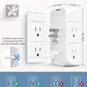 Wall Outlet Extender with Shelf and Night Light, Surge Protector, Wall Mount Charger Multi Plug Expander with 5 AC Outlets and 3 USB A Ports 1 USB C, Wide Space 3-Sided Power Strip Multi Plug Outlets