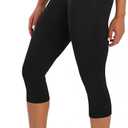 Women's High Waist Capri Leggings with Pockets Tummy Control Cropped Yoga Pants for Summer Fitness Workout Athletic (Black, S)