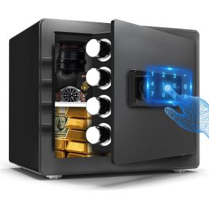 Safe Box, 1.6 cub Home Safe Caja Fuerte Para Dinero Money Safety Box for Cash Documents Small Safes for Home with Digital Electronic Keypad & Removable Shelf (1.6 Cubic Feet)