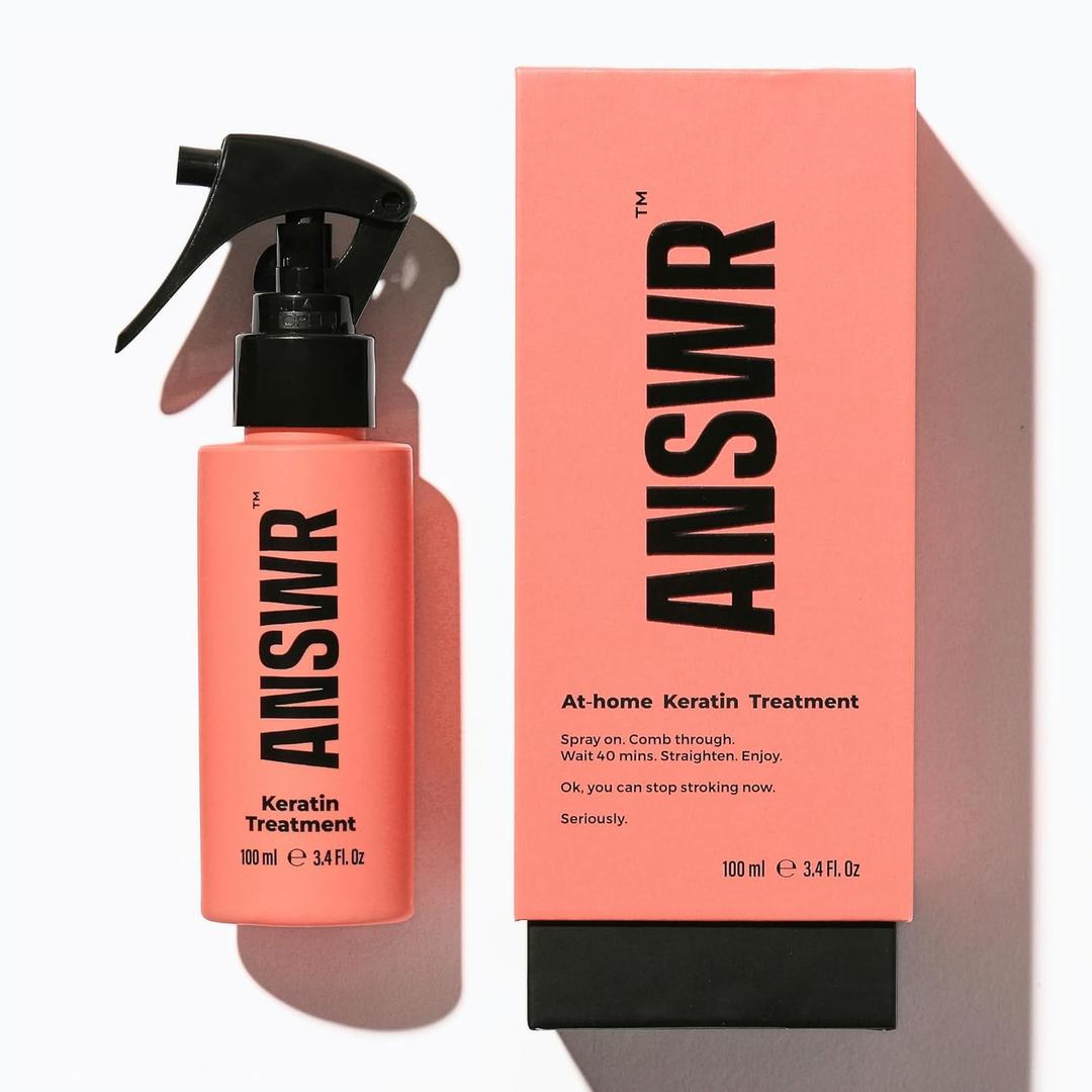 ANSWR At Home Brazilian Keratin Hair Treatment for All Hair Types Deep Nourishment, Eliminates Frizz, Salon Results At Home, Sulfate-Free, Safe for Colored Hair, 90 Day Lasting results (3.4 Fl Oz (Pack of 1)), Expiry: 12M