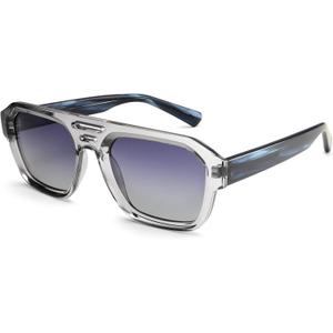 Dollger Polarized Sunglasses for Men Women, Thick Chunky Square Aviator Style with Double Beam, Trendy UV400 Protection