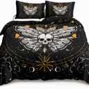HOSIMA Butterfly Bedding Set for Girls Gothic Skull Boho Comforter Cover Decor for Bedroom, Sun and Moon Pattern Duvet Cover Twin Size.(No Comforter) (Twin 70"x86")