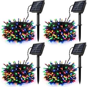 [4 Pack] Solar String Lights Multicolored, 480 LED 157FT Solar Twinkle Light Outdoor with 8 Modes & Memory Function, Waterproof Chrismas Lights for Xmas Tree Party Decorations (Colorful)