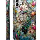 For iPhone 16 Case,3D Stained Flower Looking Hummingbird Pattern for Girl Women Boy Hard Hybrid Shell Shockproof Silicone Full Body Protective Matte Case for iPhone 16