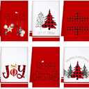 Geyoga 6 Pcs Merry Christmas Kitchen Towels Buffalo Plaid Xmas Tree Dish Towels Hand Towel Tea Towel Absorbent Soft Drying Cloth for Holiday Housewarming Gifts, 16x24 Inch (Red White)