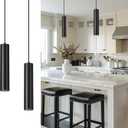 Black Pendant Light Fixture, Modern Hanging Light for Kitchen Island Dining Room Bedroom (1 Pack), PL4830-1P-BK-2PK