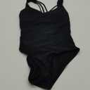 One Piece Swimsuit Women Tummy Control Swimwear Summer 2025 High Waisted Cross Back Bathing Suits (Large)