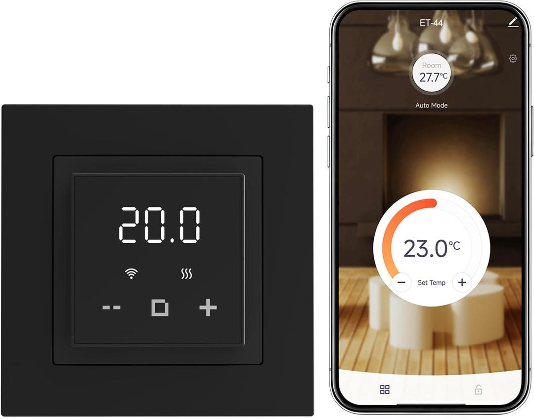 HEATIT Programmable Thermostat, WiFi Smart Thermostat for Electric Radiant Floor Heating with Touchscreen, 120V-240V Wide Voltage Range, Dual Sensing, Black