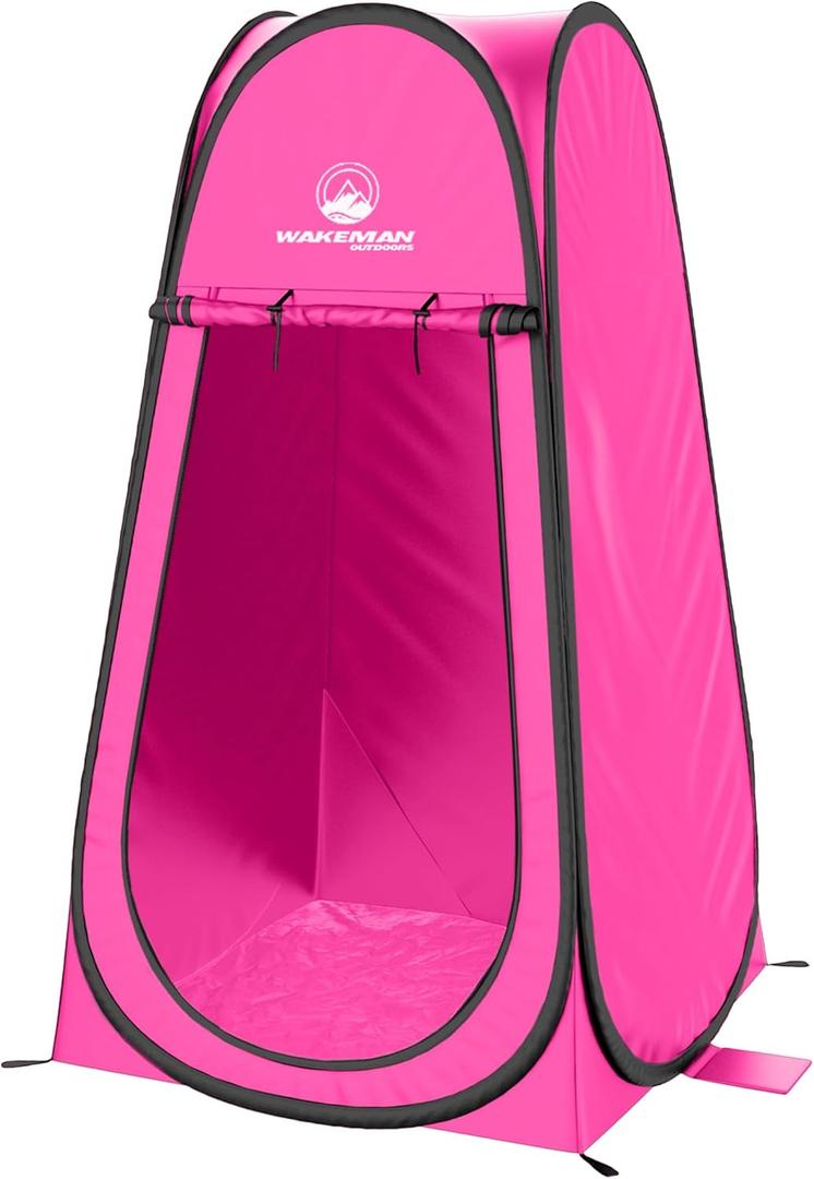 Pop Up Pod - Privacy Shower Tent, Dressing Room, or Portable Toilet Stall with Carry Bag for Camping, Beach, or Tailgate by Wakeman Outdoors (Pink)