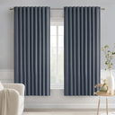 MIULEE Stone Blue Back Tab Blackout Curtains 63 Inch Length 2 Panels Set for Living Room Bedroom Privacy, Rod Pocket/Pinch Pleat Thermal Insulated Room Darkening Pleated Light Blocking Drapes