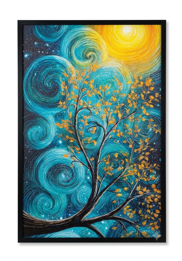 Large Tree of Life Wall Art for Living Room Teal Tree Pictures Big Wall Decor Modern Aesthetic Canvas Print Painting Home Framed Artwork Decoration Gifts for Bedroom Office 24"x36"