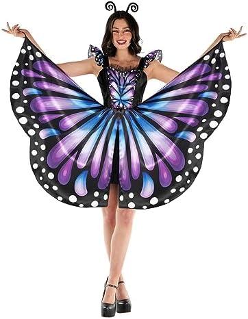 Morph Butterfly Costume Women - Adult Butterfly Wings Dress w/Headband | Purple Ombre Halloween Costume, XXXL
