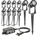 SUNTHIN Outdoor Landscape Lighting, 10 Pack Outdoor Spot Lights with Transformer for Yard, Plant, Lawn, Tree, Flags, House, Garden, Fence Use, IP65 Waterproof & Connectable